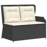 vidaXL 4-delige Loungeset met kussens poly rattan zwart