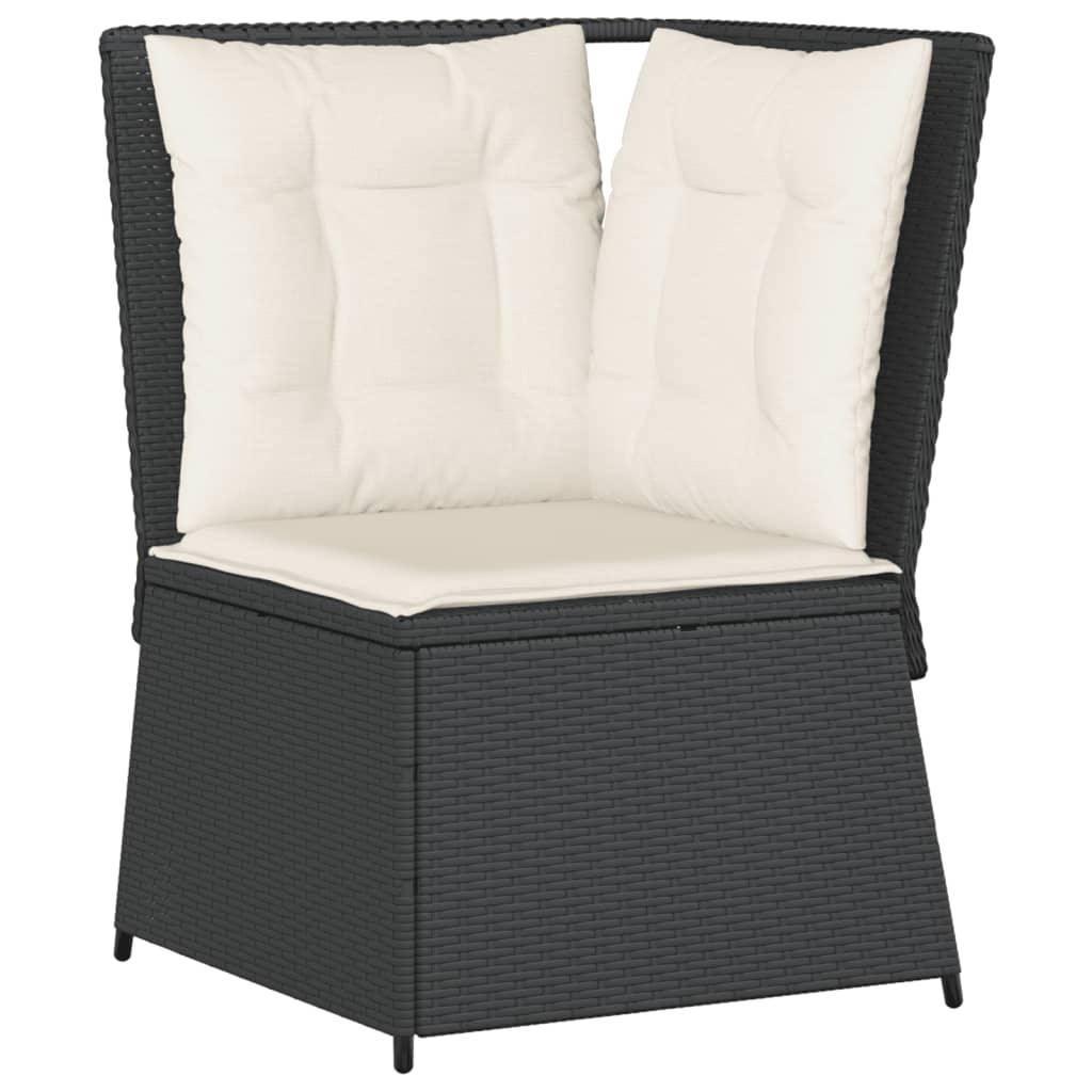vidaXL 4-delige Loungeset met kussens poly rattan zwart