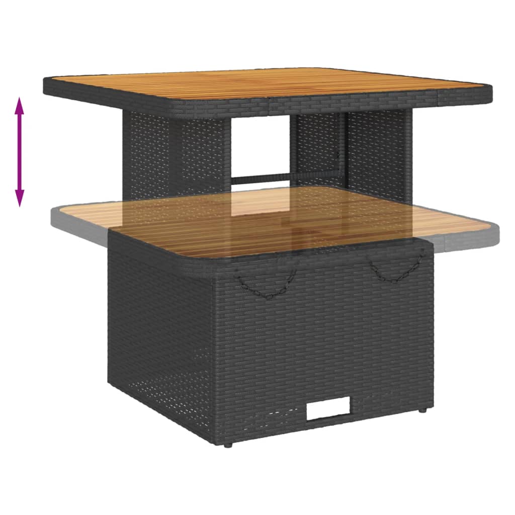 vidaXL 4-delige Loungeset met kussens poly rattan zwart