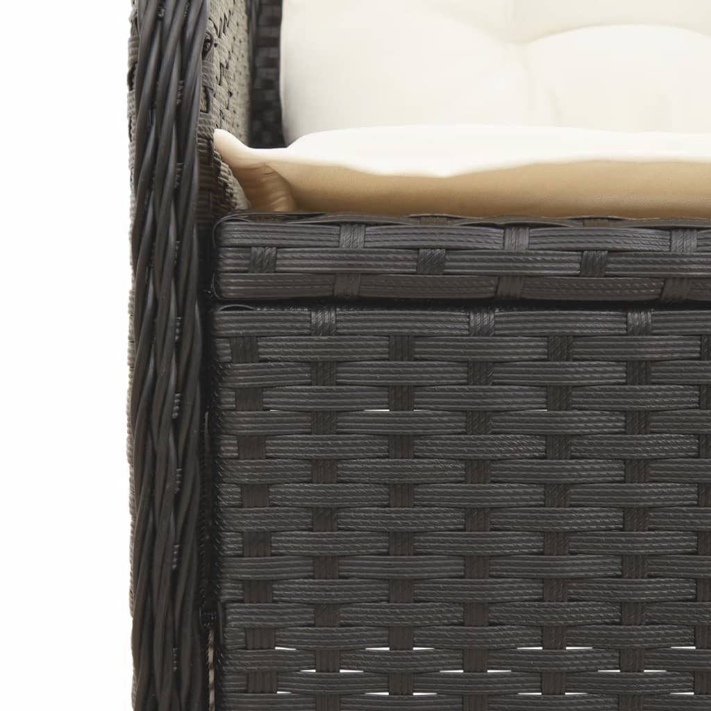 vidaXL 4-delige Loungeset met kussens poly rattan zwart