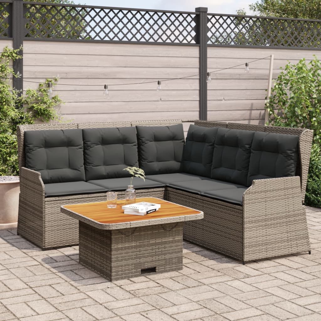 vidaXL 4-delige Loungeset met kussens poly rattan zwart