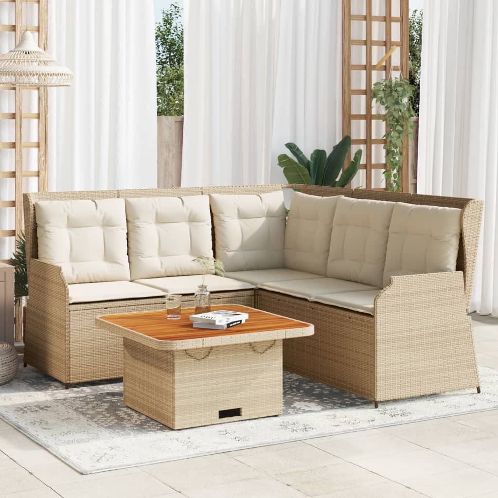 vidaXL 4-delige Loungeset met kussens poly rattan zwart