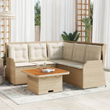 vidaXL 4-delige Loungeset met kussens poly rattan zwart