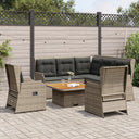 vidaXL 6-delige Loungeset met kussens poly rattan grijs