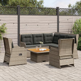 vidaXL 6-delige Loungeset met kussens poly rattan grijs