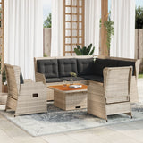 vidaXL 6-delige Loungeset met kussens poly rattan grijs