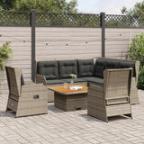 vidaXL 6-delige Loungeset met kussens poly rattan grijs
