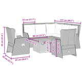 vidaXL 6-delige Loungeset met kussens poly rattan grijs