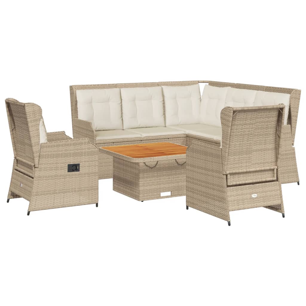 vidaXL 6-delige Loungeset met kussens poly rattan grijs