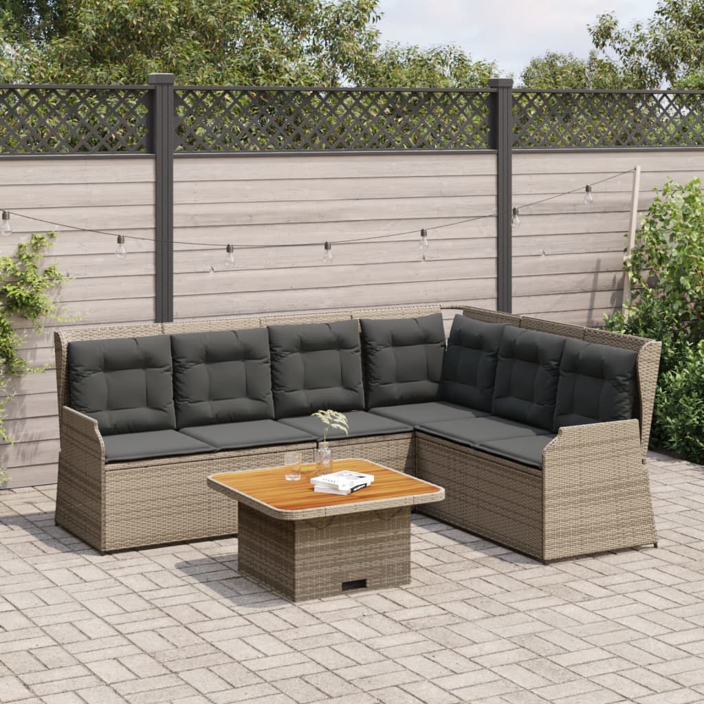 vidaXL 5-delige Loungeset met kussens poly rattan zwart