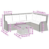vidaXL 5-delige Loungeset met kussens poly rattan zwart