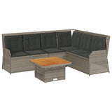 vidaXL 5-delige Loungeset met kussens poly rattan zwart