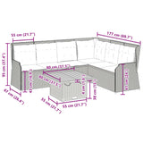 vidaXL 5-delige Loungeset met kussens poly rattan beige