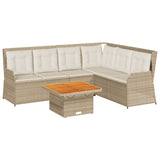 vidaXL 5-delige Loungeset met kussens poly rattan beige