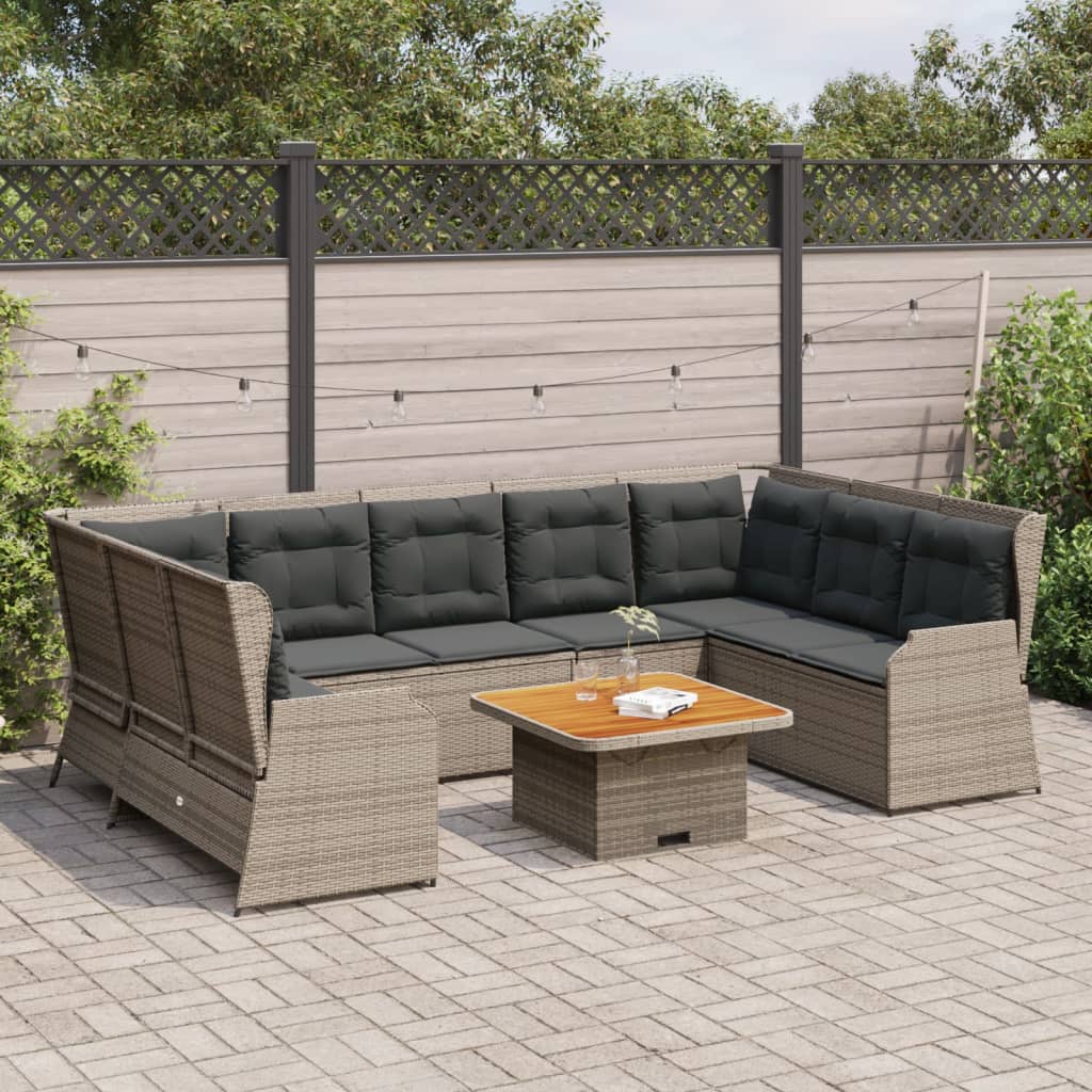 vidaXL 7-delige Loungeset met kussens poly rattan zwart