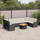 vidaXL 7-delige Loungeset met kussens poly rattan zwart