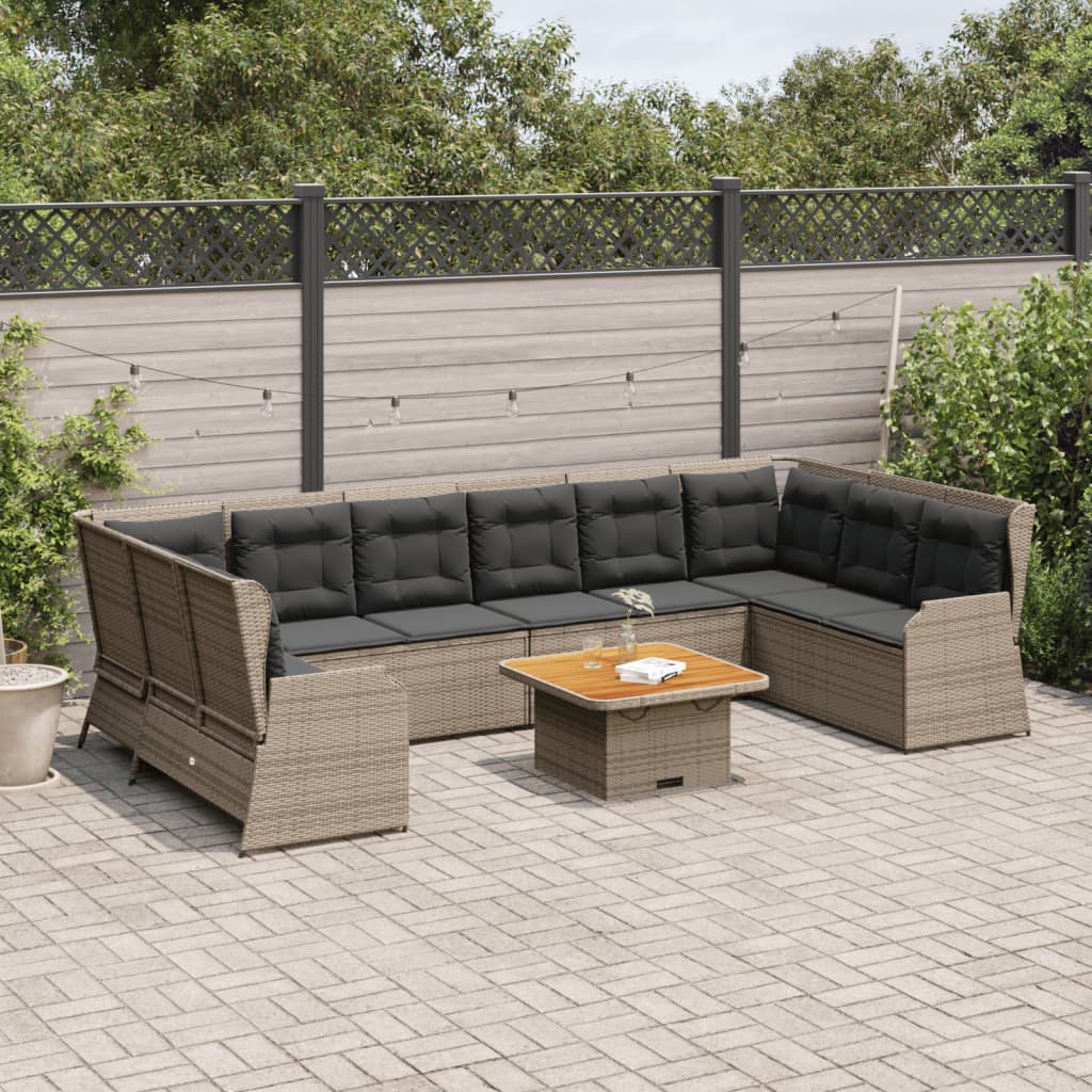 vidaXL 7-delige Loungeset met kussens poly rattan zwart
