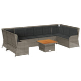 vidaXL 7-delige Loungeset met kussens poly rattan zwart