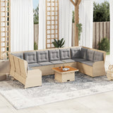 vidaXL 7-delige Loungeset met kussens poly rattan zwart