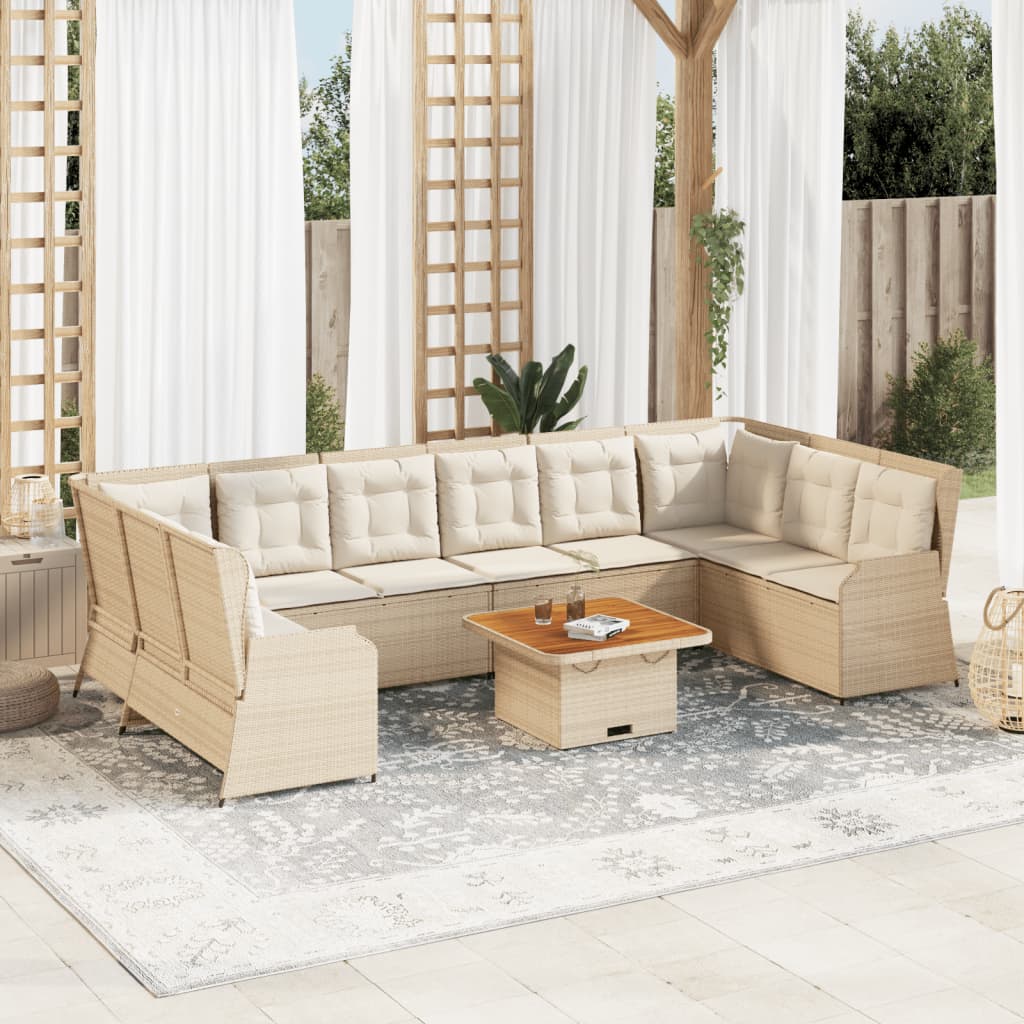 vidaXL 7-delige Loungeset met kussens poly rattan zwart