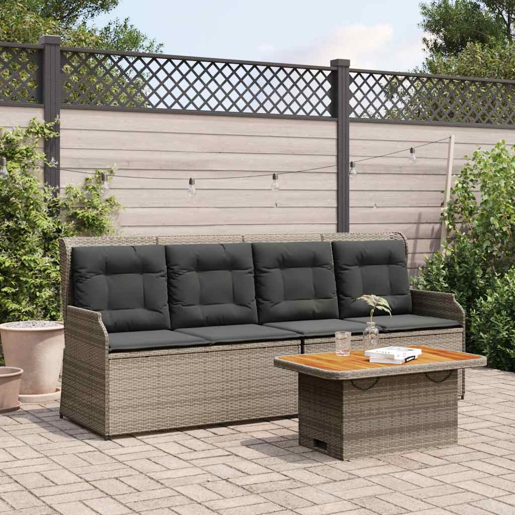 vidaXL 3-delige Loungeset met kussens poly rattan zwart