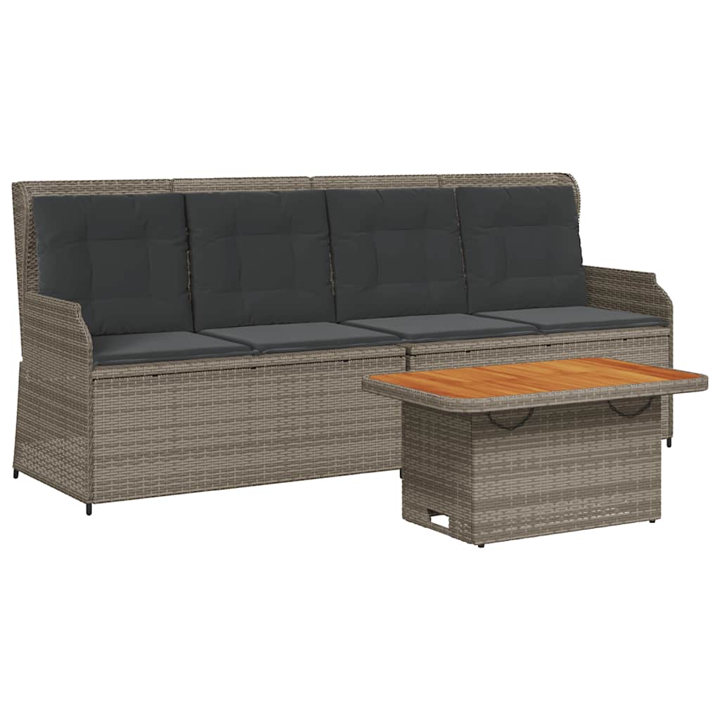 vidaXL 3-delige Loungeset met kussens poly rattan zwart