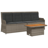 vidaXL 3-delige Loungeset met kussens poly rattan zwart