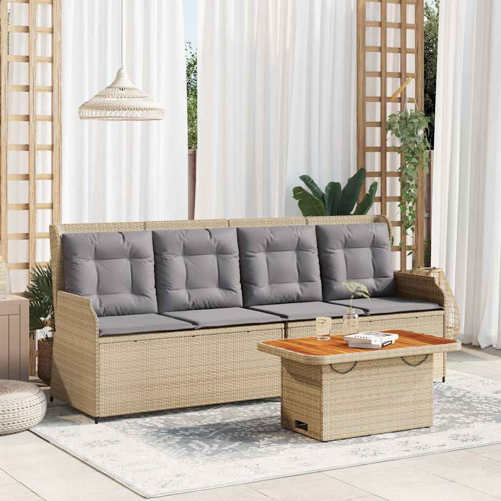 vidaXL 3-delige Loungeset met kussens poly rattan zwart