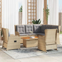 vidaXL 6-delige Loungeset met kussens poly rattan beige