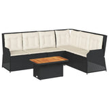 vidaXL 5-Piece Lounge Set with Cushions Poly Rattan Black