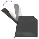 vidaXL 3-delige Loungeset met kussens poly rattan zwart