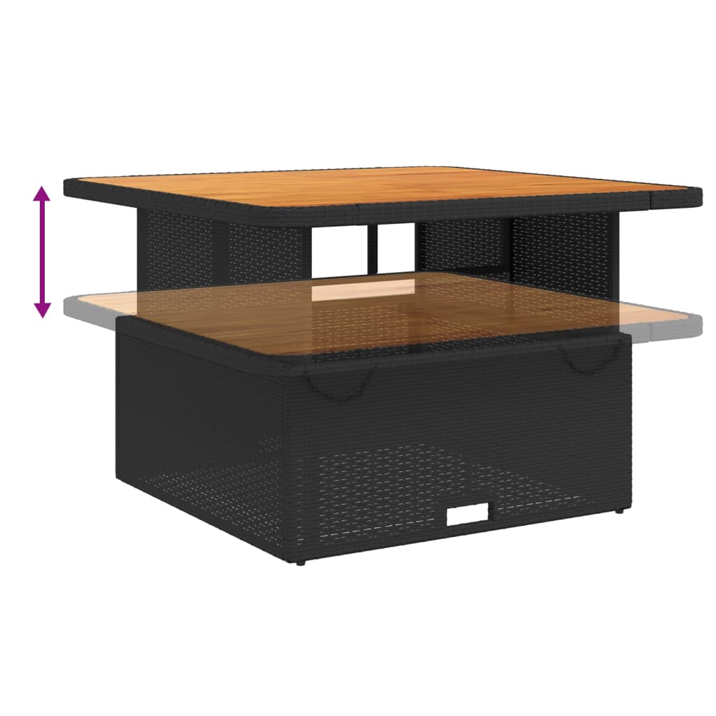 vidaXL 3-delige Loungeset met kussens poly rattan zwart