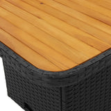vidaXL 3-delige Loungeset met kussens poly rattan zwart