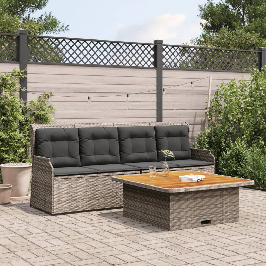 vidaXL 3-delige Loungeset met kussens poly rattan zwart