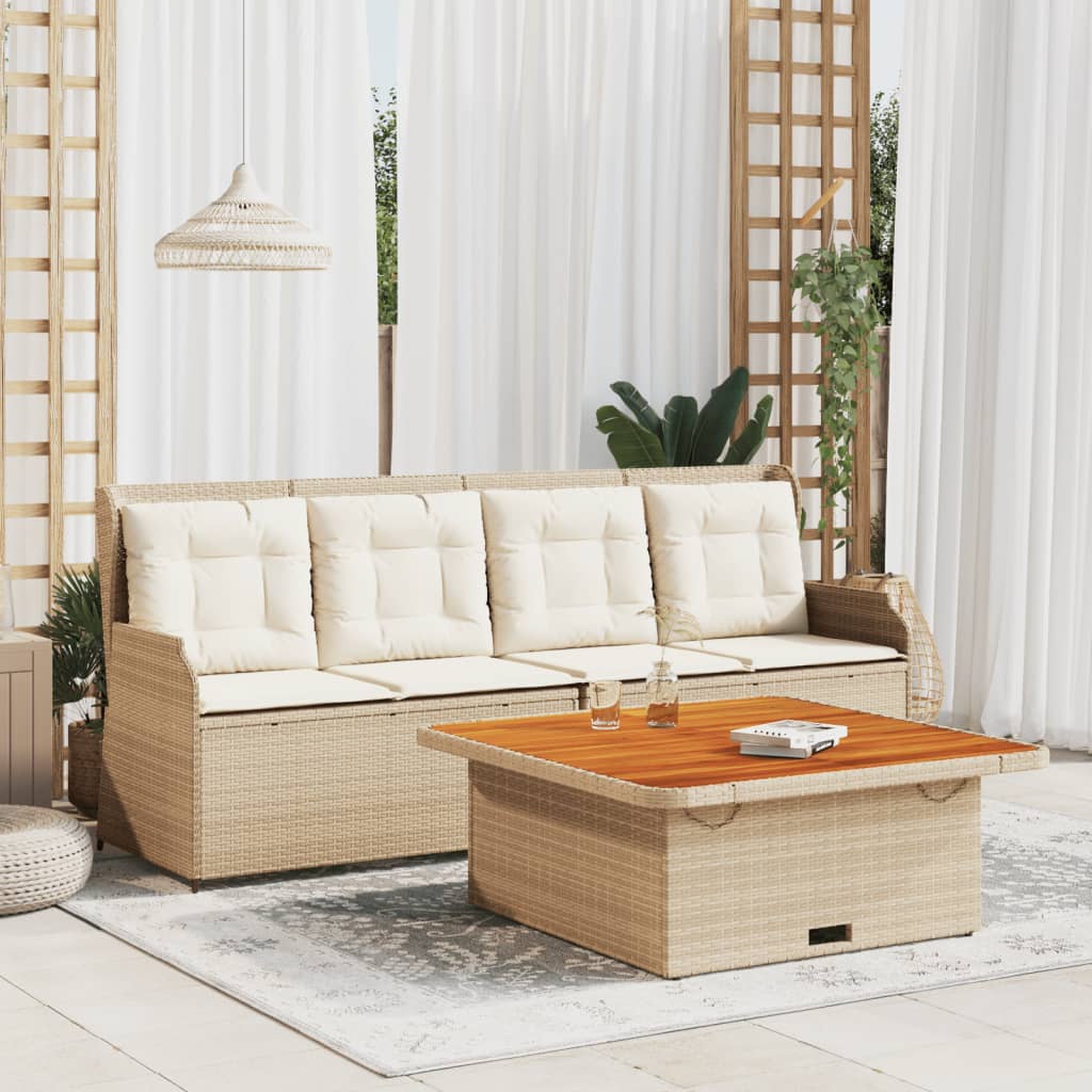 vidaXL 3-delige Loungeset met kussens poly rattan zwart