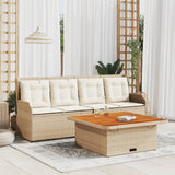 vidaXL 3-delige Loungeset met kussens poly rattan zwart