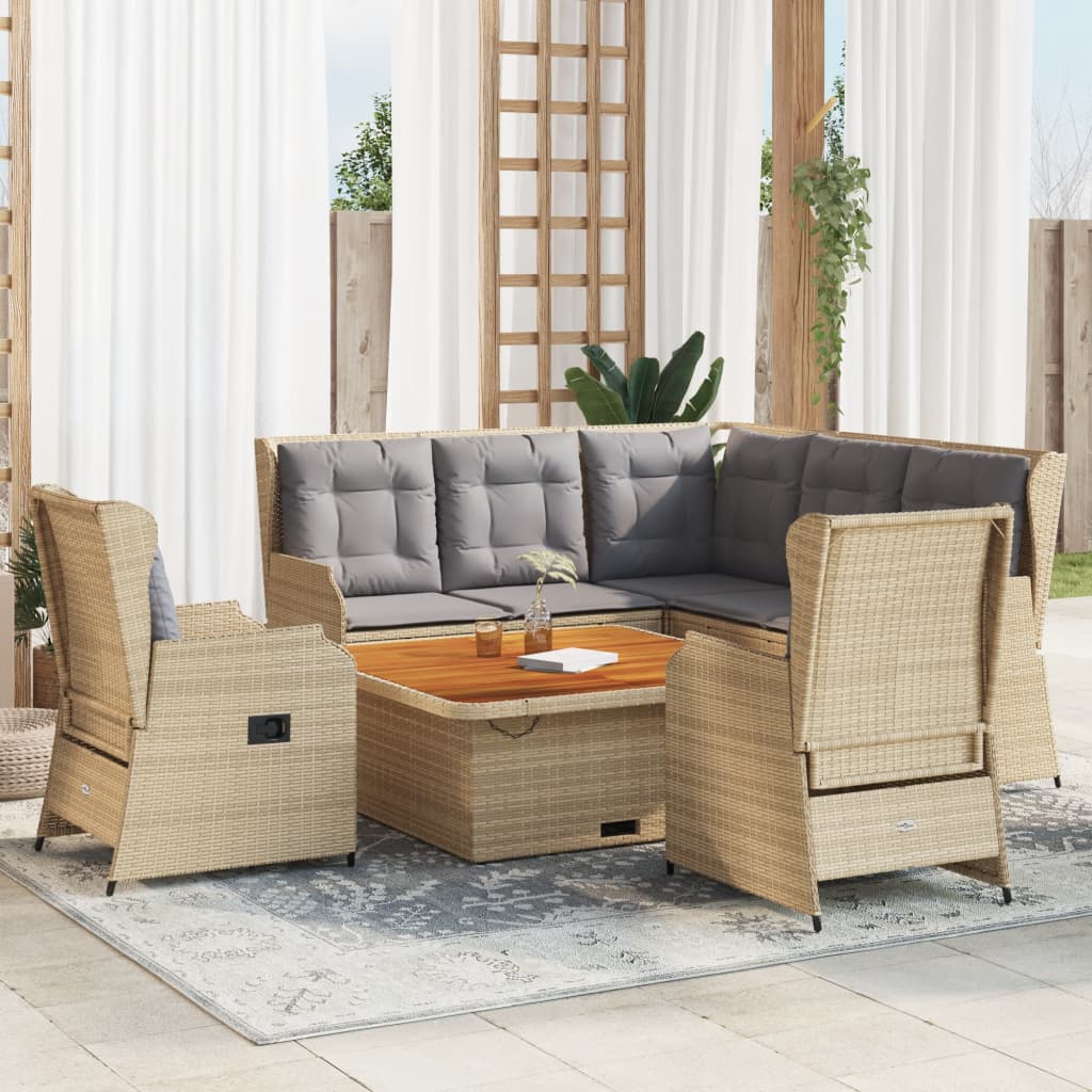 vidaXL 6-Piece Lounge Set with Cushions Poly Rattan Grey
