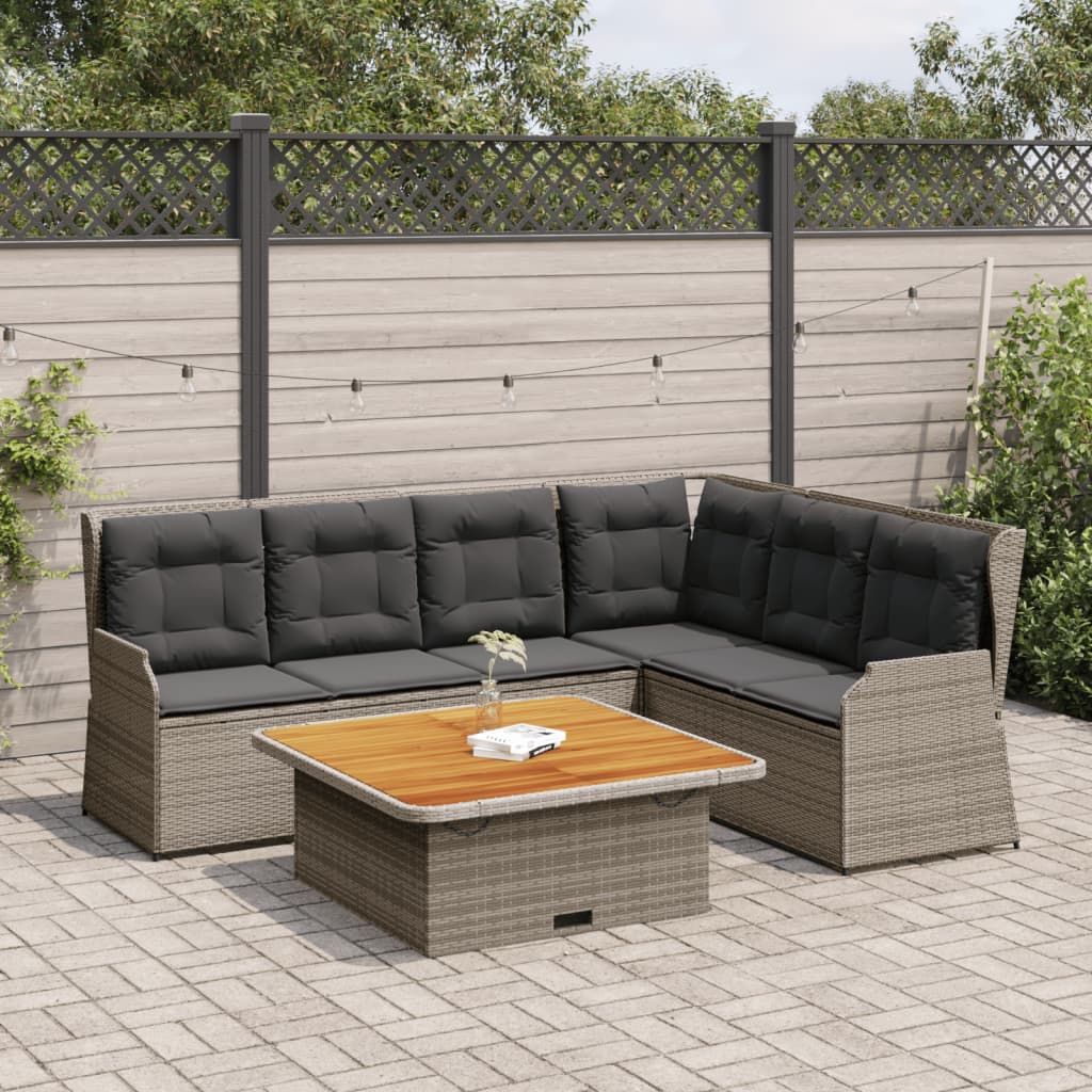 vidaXL 5-Piece Lounge Set with Cushions Poly Rattan Black