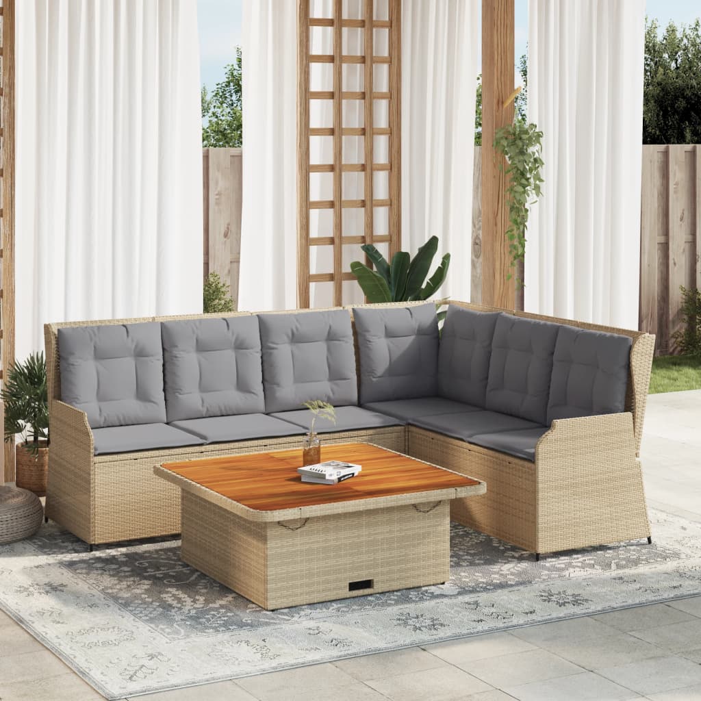 vidaXL 5-Piece Lounge Set with Cushions Poly Rattan Black