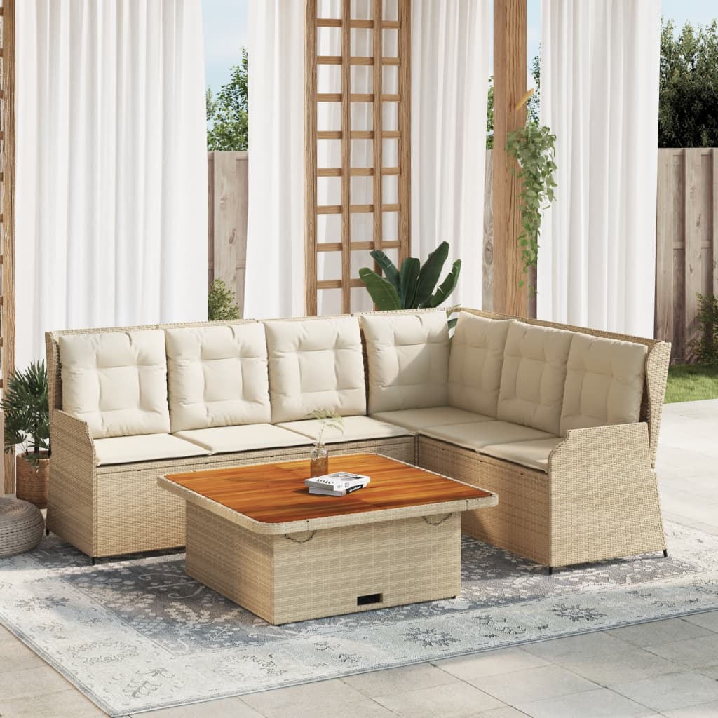 vidaXL 5-Piece Lounge Set with Cushions Poly Rattan Black