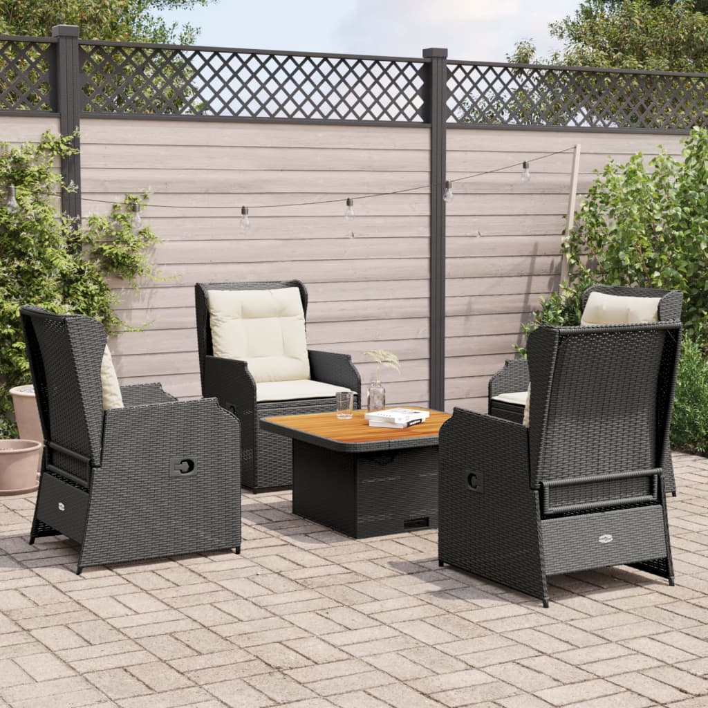 vidaXL 5-Piece Lounge Set with Cushions Poly Rattan Beige