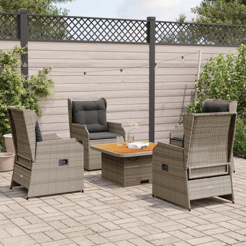 vidaXL 5-Piece Lounge Set with Cushions Poly Rattan Beige