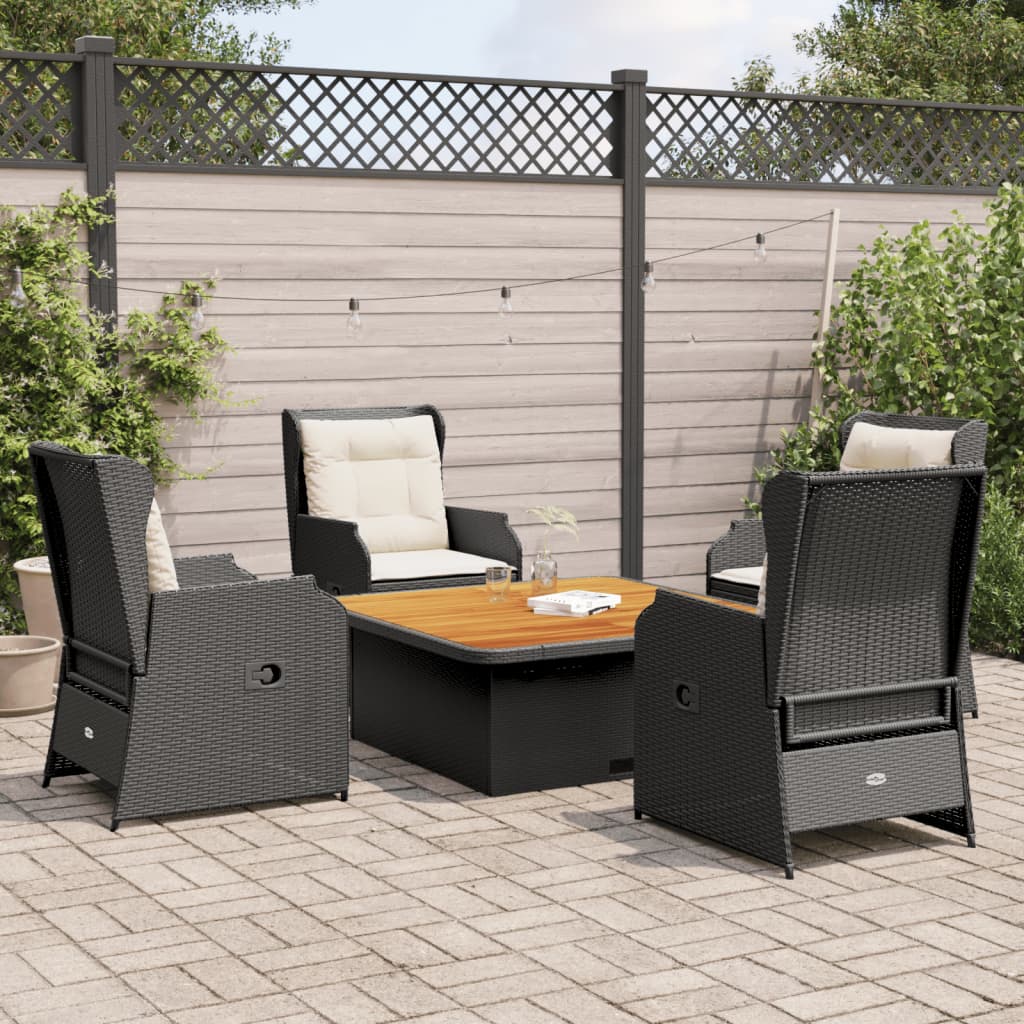 vidaXL 5-delige Loungeset met kussens poly rattan beige