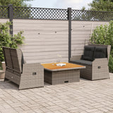 vidaXL 3-delige Loungeset met kussens poly rattan zwart