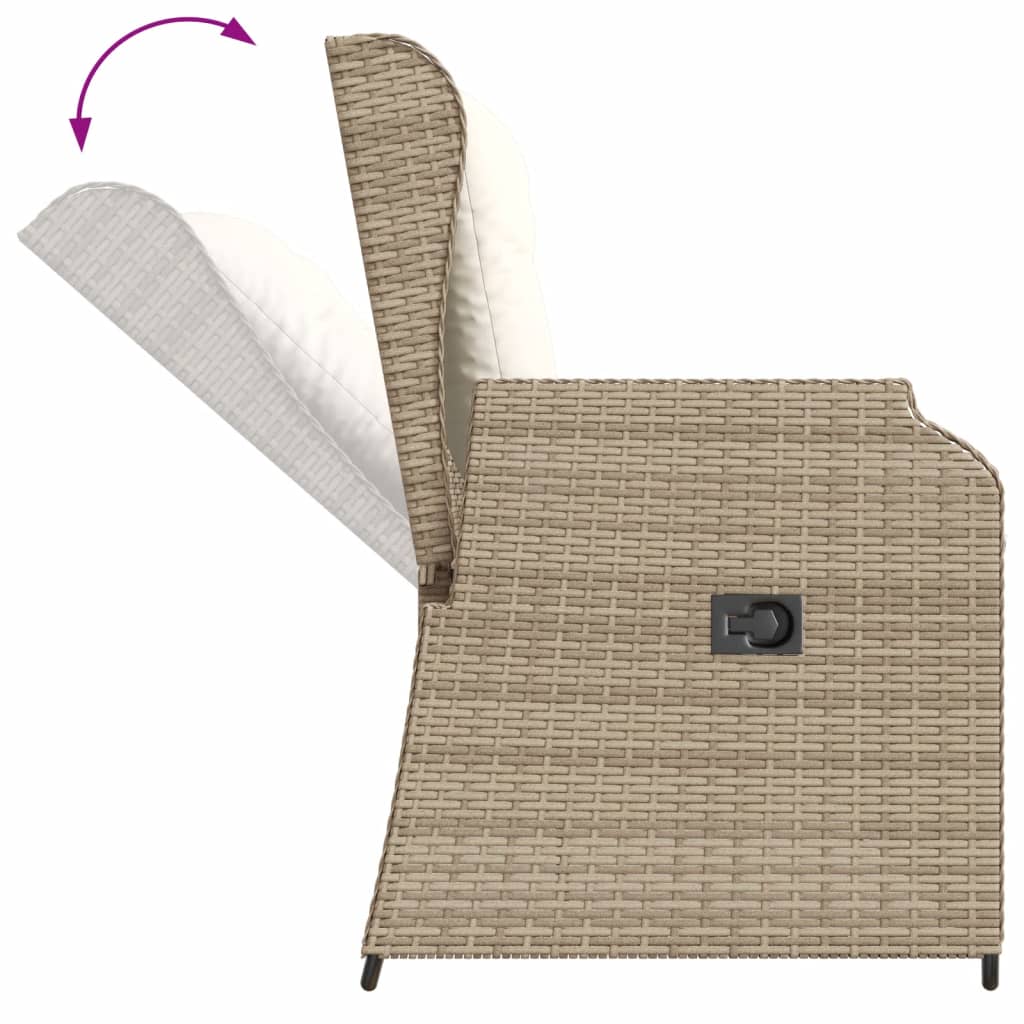 vidaXL 3-delige Loungeset met kussens poly rattan zwart