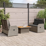 vidaXL 3-delige Loungeset met kussens poly rattan zwart