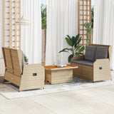 vidaXL 3-delige Loungeset met kussens poly rattan zwart