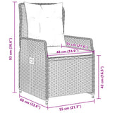vidaXL 3-delige Bistroset met kussens poly rattan zwart