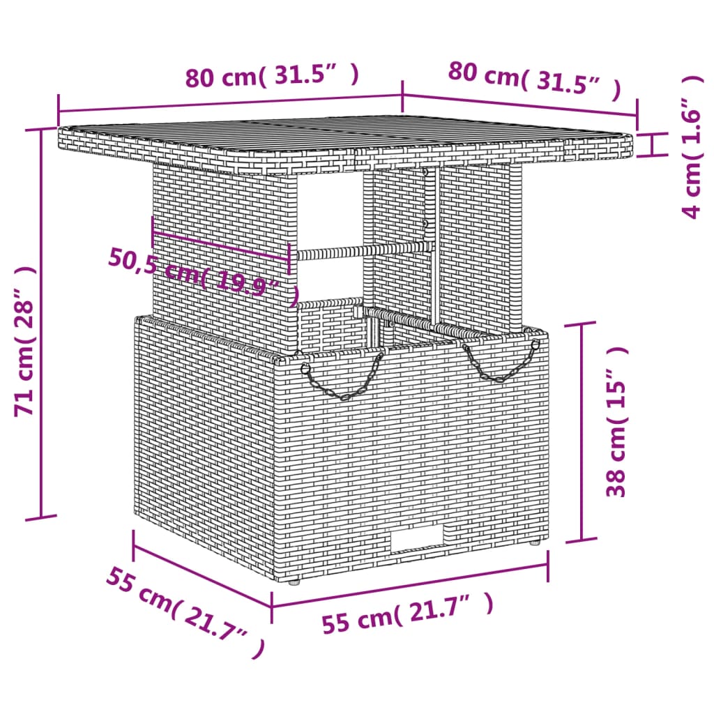 vidaXL 3-delige Bistroset met kussens poly rattan zwart