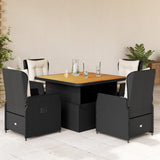 vidaXL 3-delige Bistroset met kussens poly rattan zwart